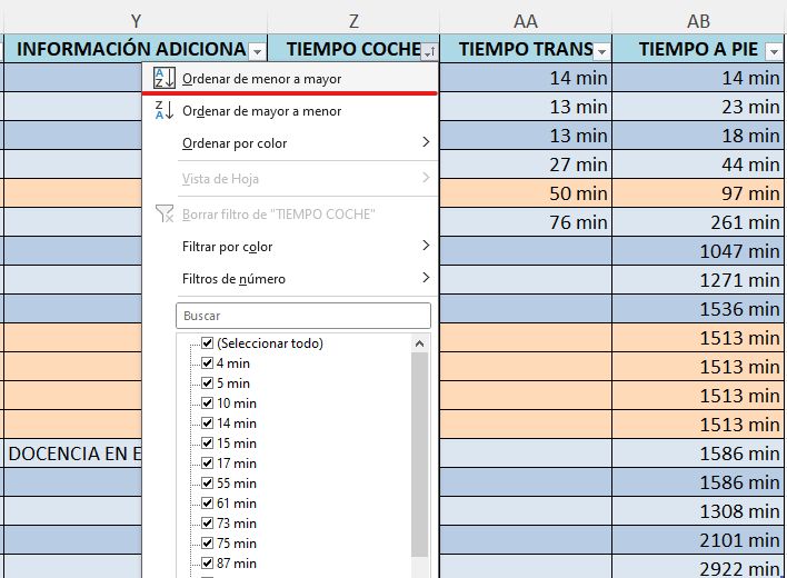 Ordenar por distancia